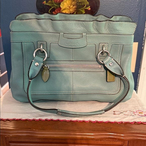 Coach Aqua Leather Shoulder Bag - Picture 1 of 6